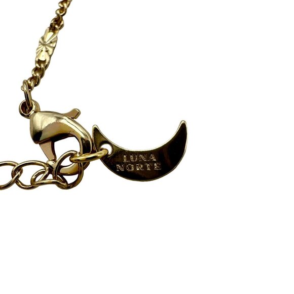 Luna Norte Gold Tone Teardrop Pendant Necklace Dainty Chain Druzy Style Elegant - Picture 7 of 11